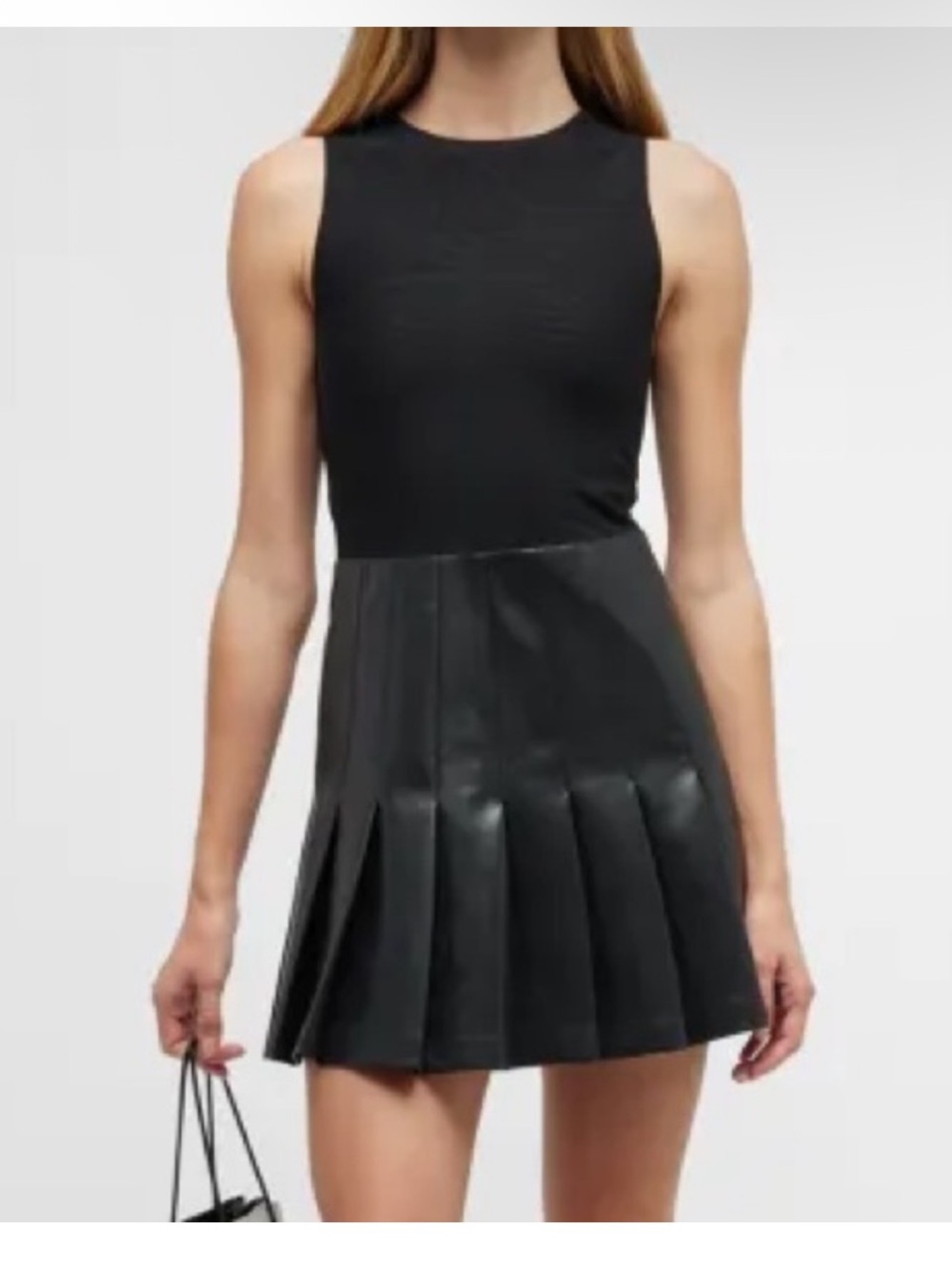 Alice + Olivia Chara Vegan Leather Black Dress